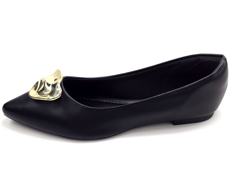 Sapatilhas Sapatilha Feminina Cs Preta Abs Folha Ouro