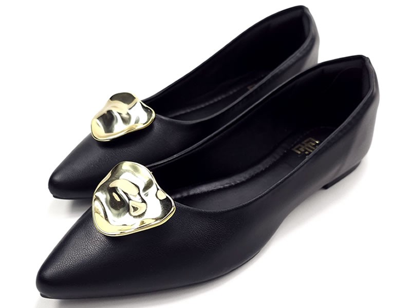 Sapatilhas Sapatilha Feminina Cs Preta Abs Folha Ouro