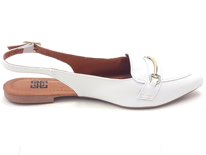 Sapatilhas Slingback Cs Branco Bridão Ouro