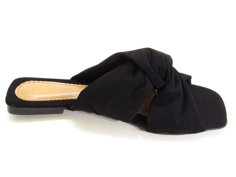 Rasteiras Sand. Rast. Nobuck Preto Laço Fach