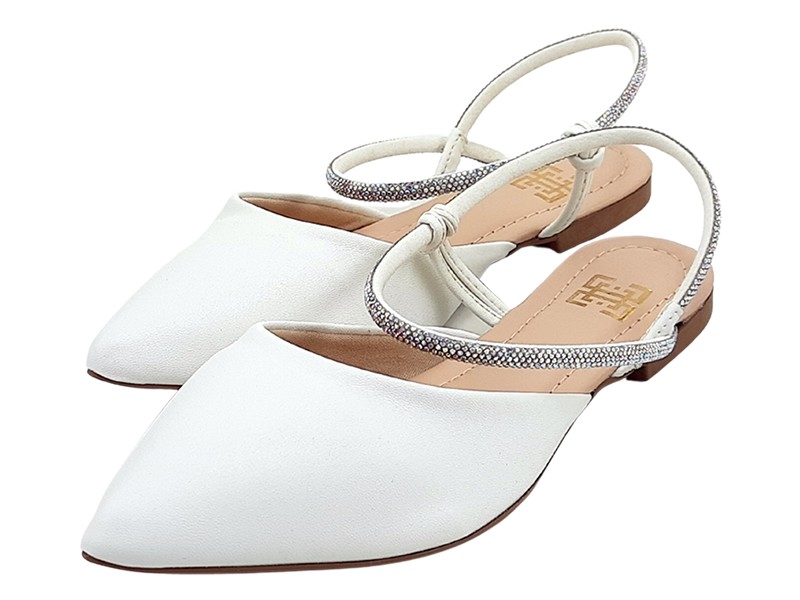 Sapatilhas Salomé Feminina Cs Branco Tiras Infinity Strass Luxo