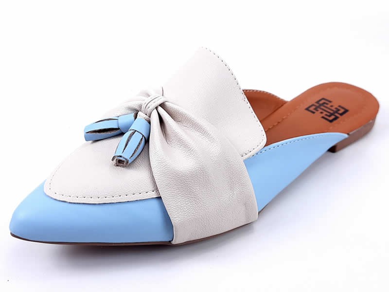 Sapatilhas Mule Feminino Cs Azul Celeste Cs OffWhite Bico Fino