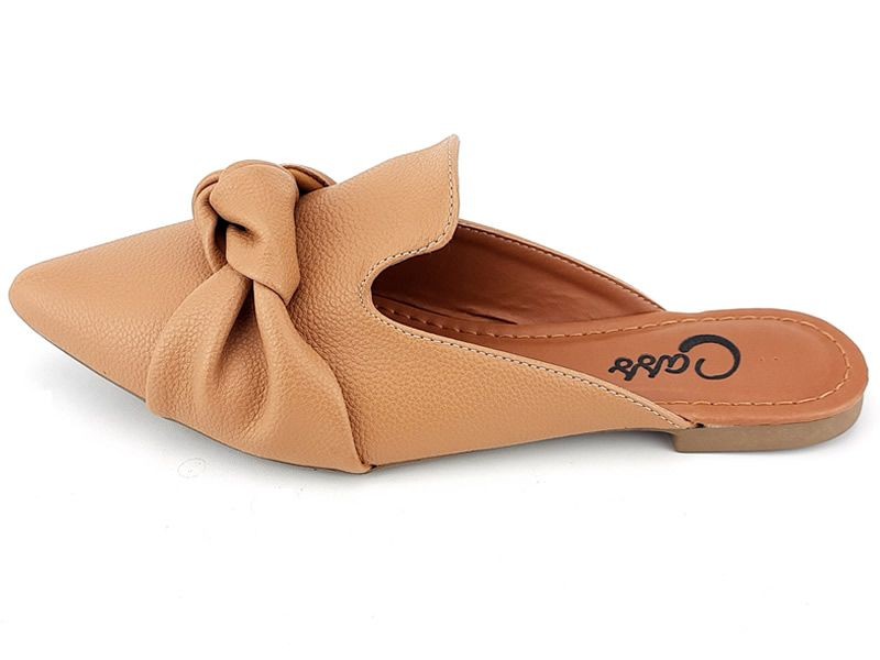 Sapatilhas Mule Napa Bege Laço