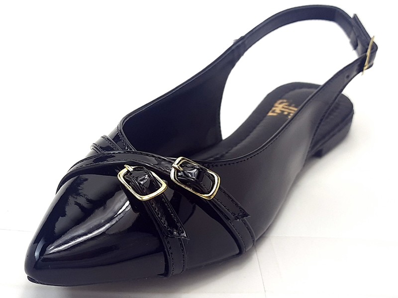 Sapatilhas Slingback Feminino Vz Preto Fiv Bico Fino