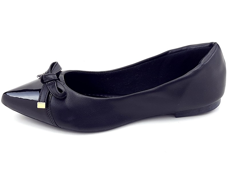 Sapatilhas Sapatilha Feminina Cs Preto Vz Lacinho Bico Fino
