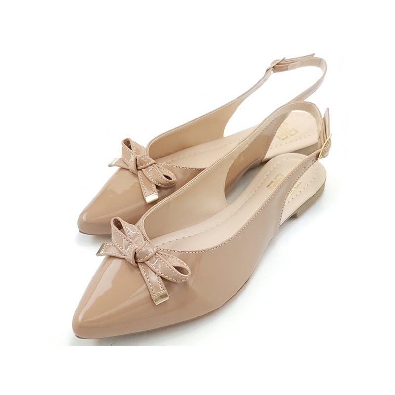 Sapatilhas Slingback Vz Tan Nude Bico Fino