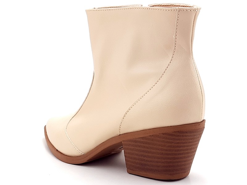 Botas Bota Western Cs Creme Texana Cano Curto Salto Bloco 5,5cm