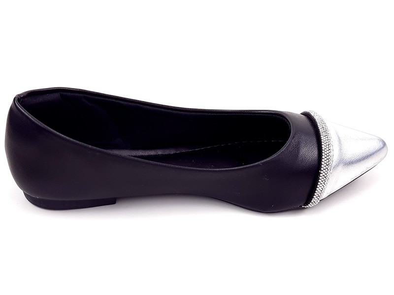 Sapatilhas Sapatilha Feminina CS Prata CS Preto Infinity Strass Bico Fino