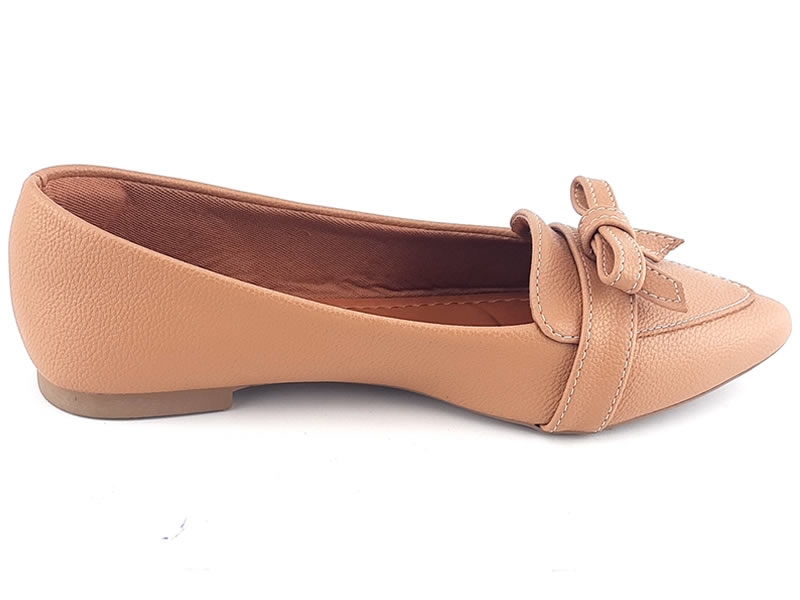 Sapatilhas Mocassim Napa Bege Laço