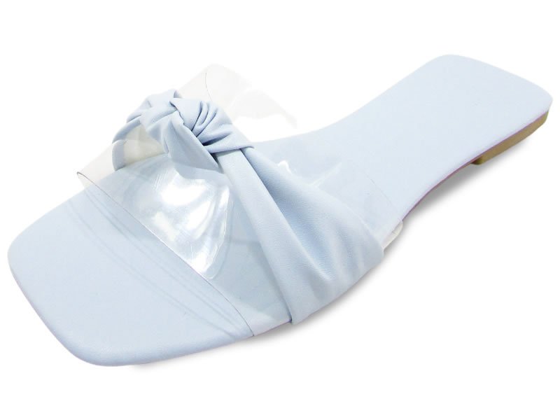 Rasteiras Rasteira Azul Acqua Vinil Laço