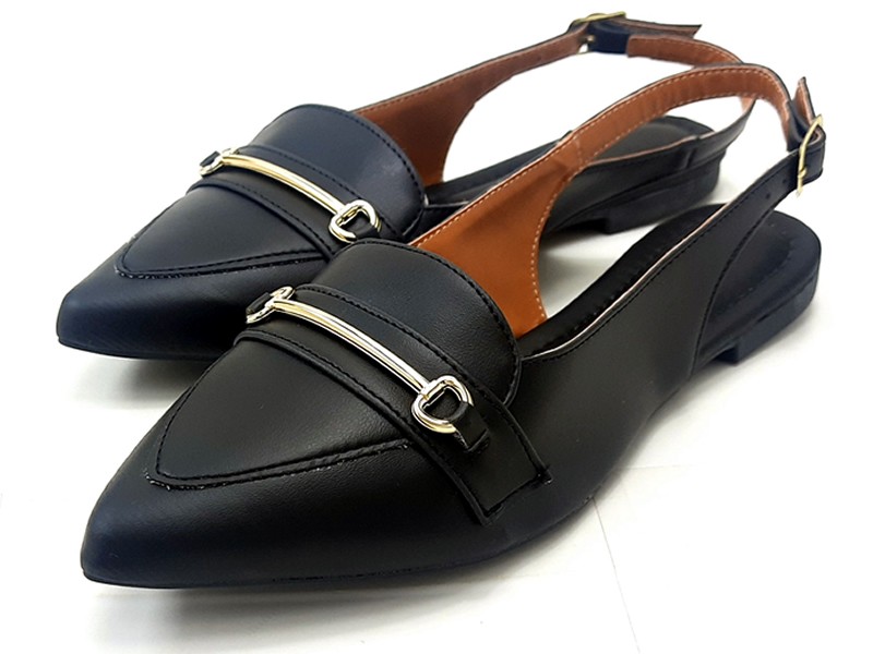 Sapatilhas Slingback Cs Preto Bridão Ouro