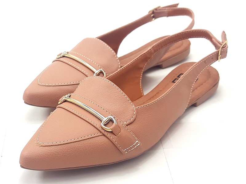 Sapatilhas Slingback Cs Nude Bridão Ouro