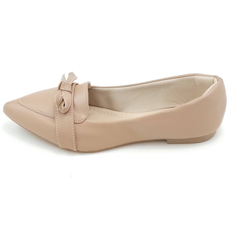 Sapatilhas Mocassim Feminino Cs Nude Bico Fino