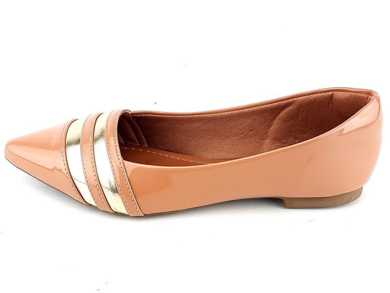 Sapatilhas Sapatilha Verniz Nude Metalizado Ouro