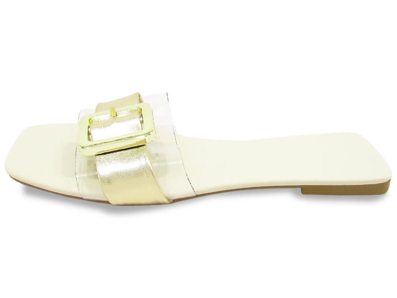 Rasteiras Rasteira Cs Ouro Vinil Fivela