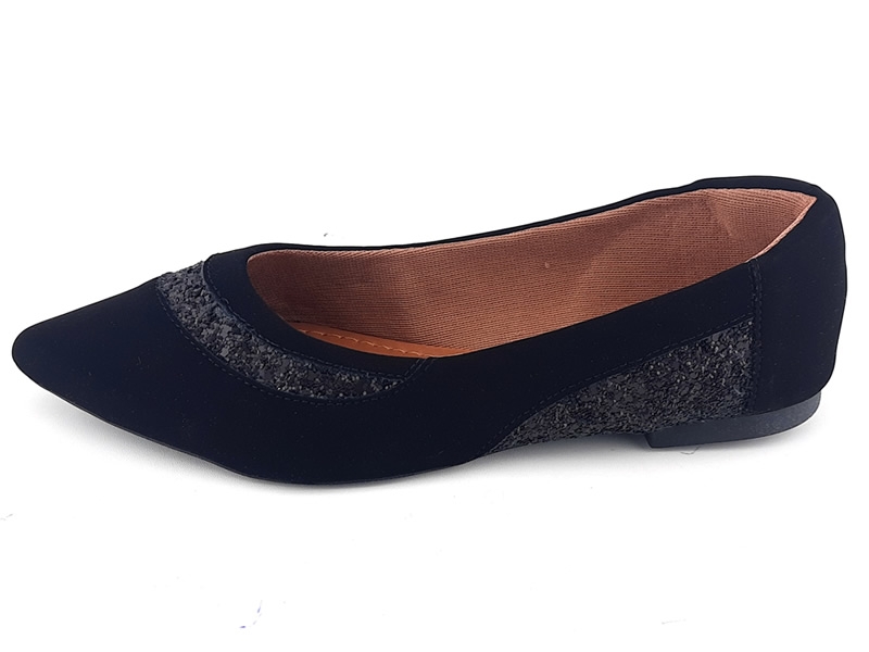 Sapatilhas Sapatilha Nobuck Preto Glitter