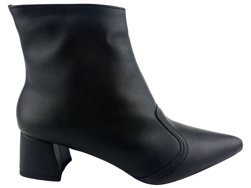 Botas Bota Napa Preta Cano Curto Bico Fino