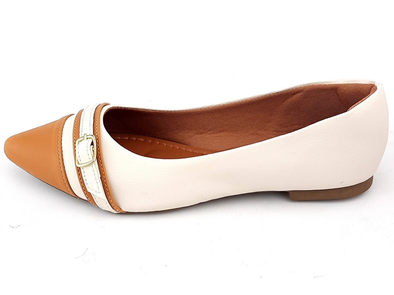 Sapatilhas Sapatilha Napa Caramelo/OffWhite Fivela Ouro
