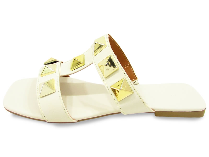 Rasteiras Rasteira Cs OffWhite Pirâmide Ouro