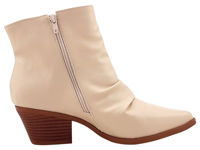 Botas Bota Slouchy Feminina Ceci Cs Creme Salto Country 5,5 cm