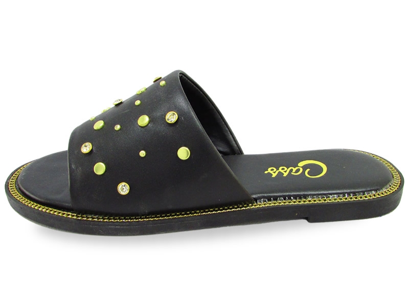 Rasteiras Rasteira Cs Preto Ouro