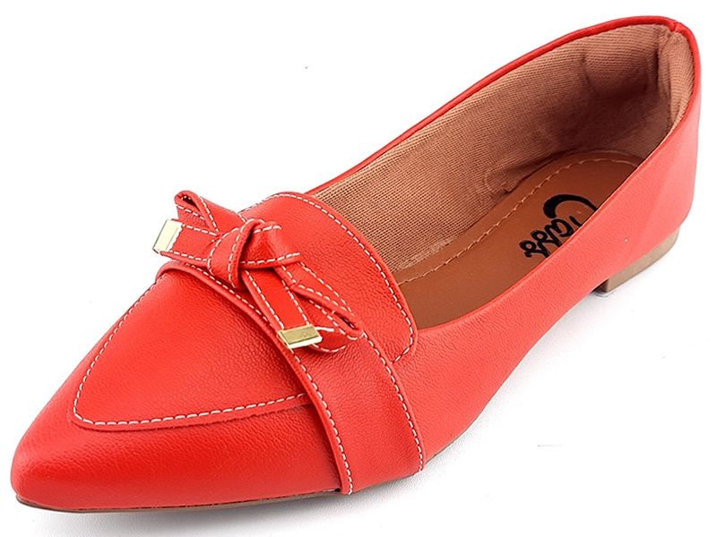 Sapatilhas Mocassim Napa Vermelha Laço