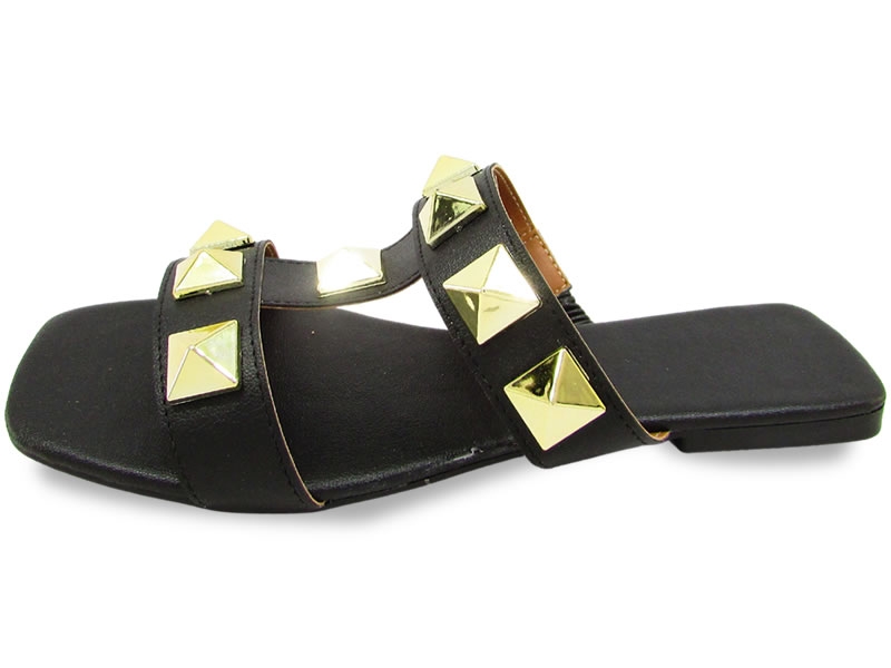 Rasteiras Rasteira Cs Preto Spike Ouro