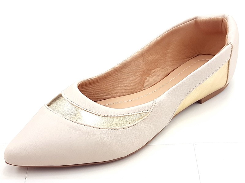 Sapatilhas Sapatilha Feminina Cs OffWhite Dourado Bico Fno