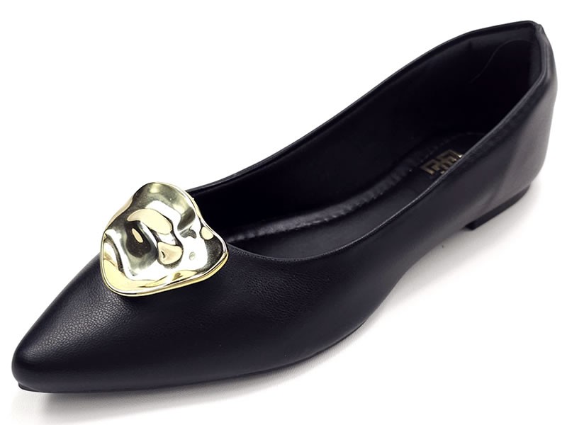 Sapatilhas Sapatilha Feminina Cs Preta Abs Folha Ouro