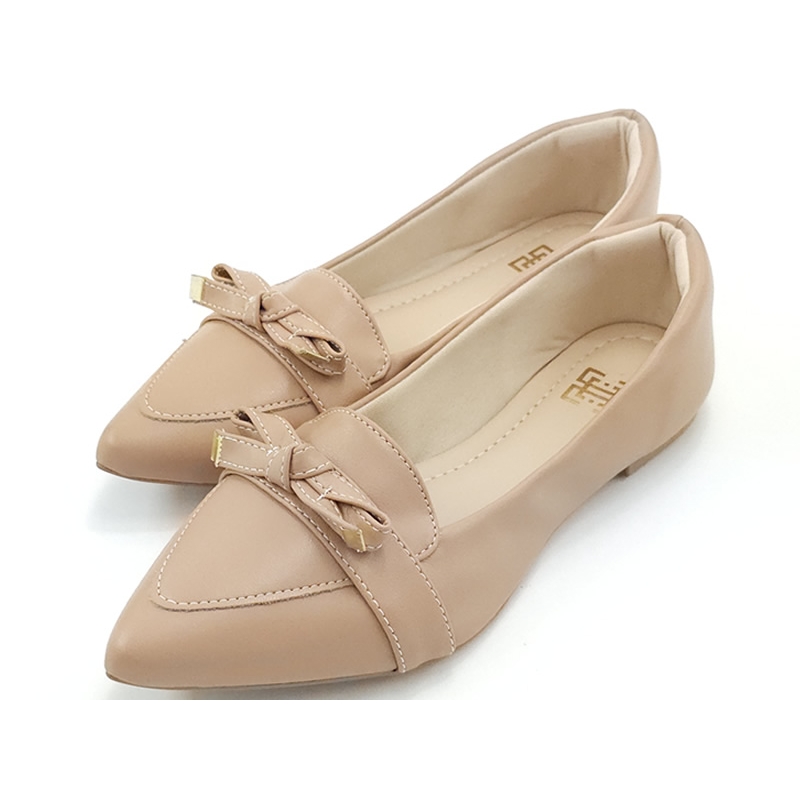 Sapatilhas Mocassim Feminino Cs Nude Bico Fino