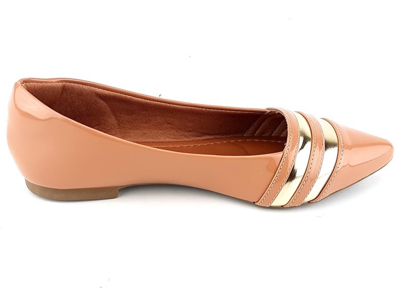 Sapatilhas Sapatilha Verniz Nude Metalizado Ouro