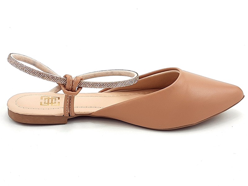 Sapatilhas Salomé Feminina Cs Nude Tiras Infinity Strass Luxo