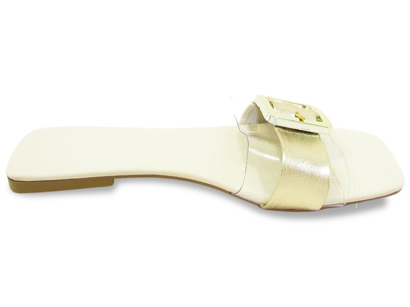 Rasteiras Rasteira Cs Ouro Vinil Fivela