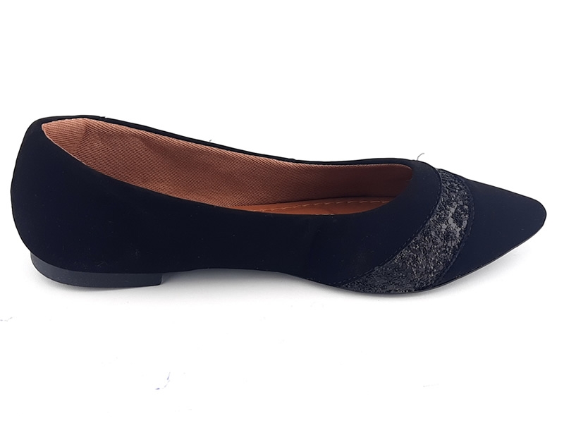Sapatilhas Sapatilha Nobuck Preto Glitter