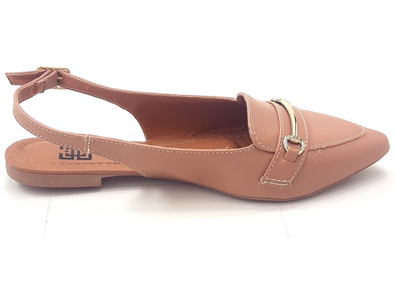 Sapatilhas Slingback Cs Nude Bridão Ouro