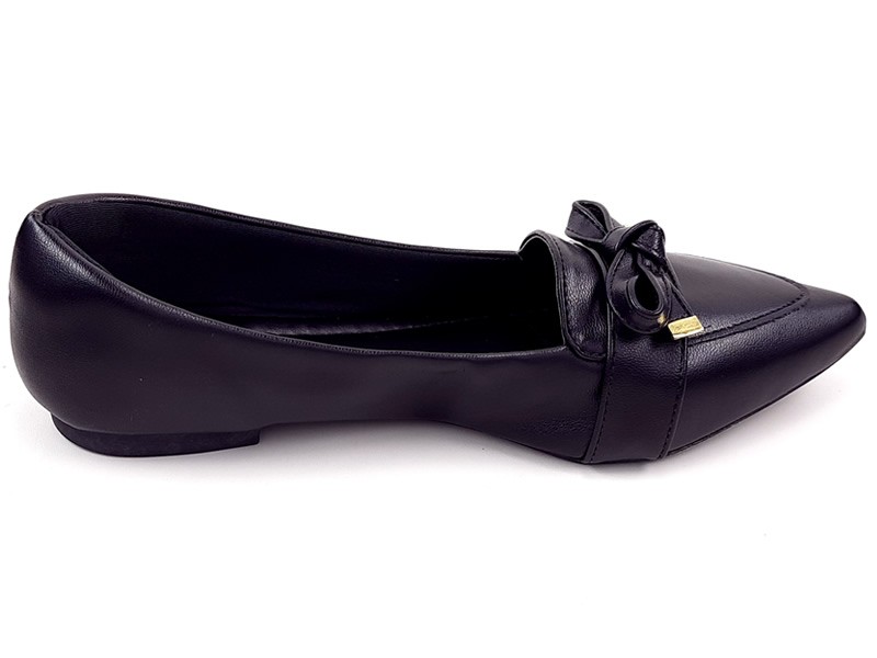 Sapatilhas Mocassim Feminino Cs Preto Bico Fino