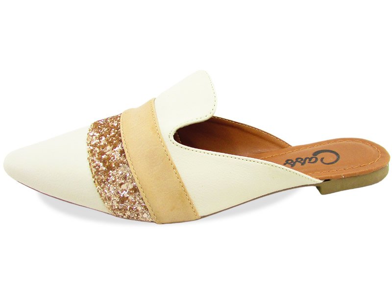 Sapatilhas Mule OffWhite Cristal Tan Nude Cs Pele