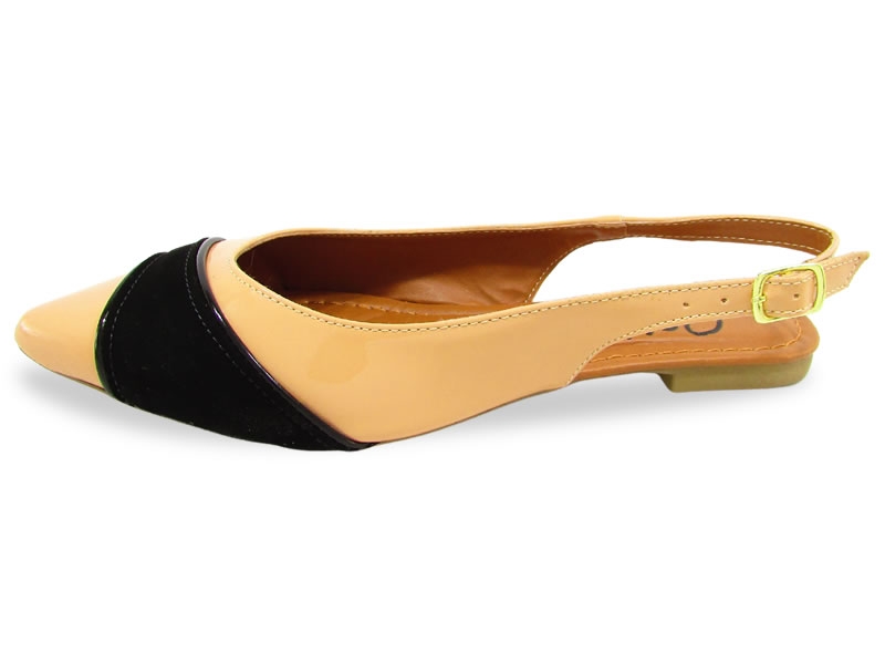 Sapatilhas Sapatilha Slingback Vz Tan Nude Nob Preto