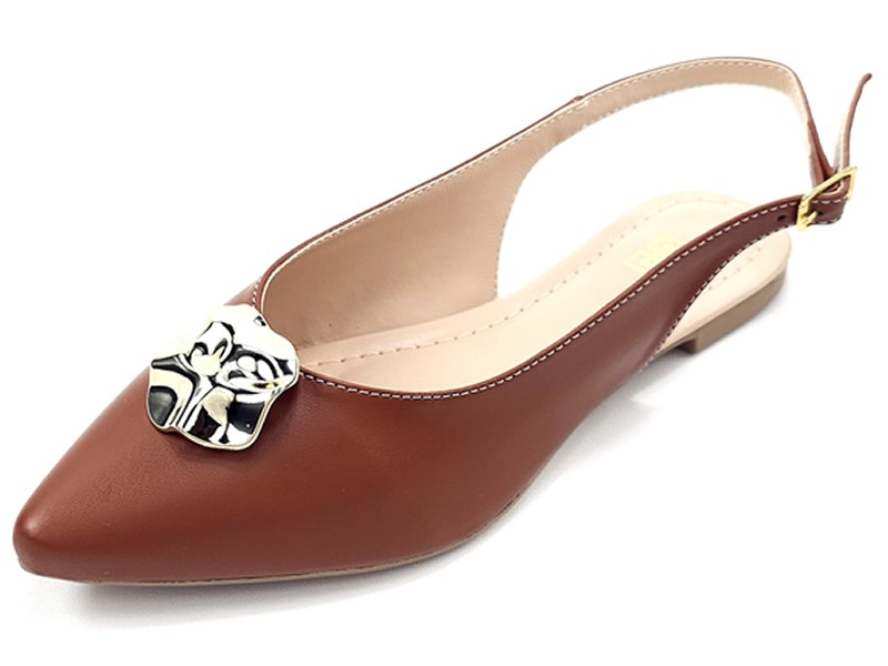 Sapatilhas Slingback Feminino Cs Caramelo Abs Ouro Flor