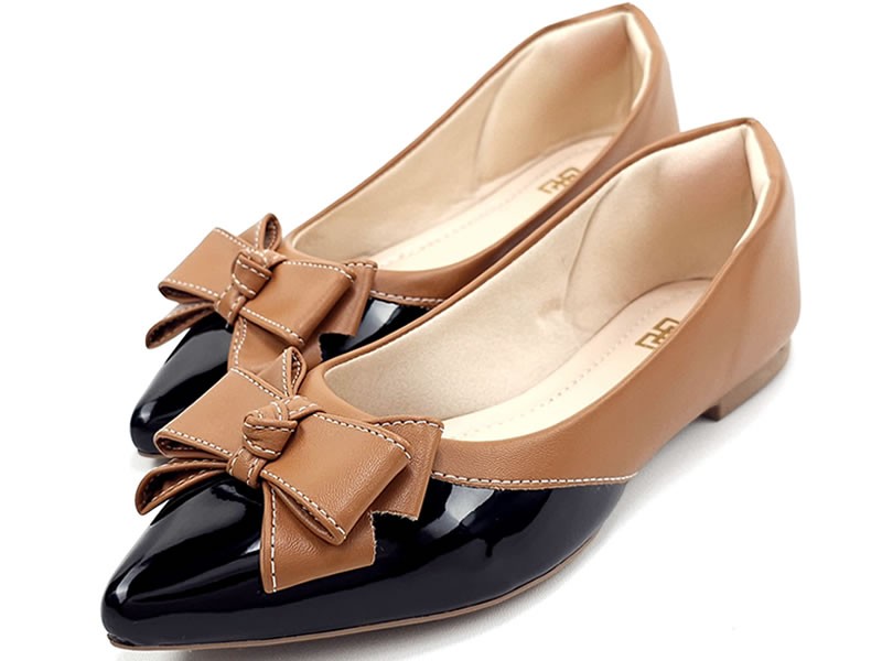 Sapatilhas Sapatilha Feminina Vz Preto Cs Caramelo Laço Bico Fino