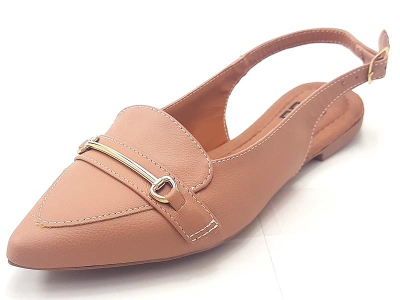 Sapatilhas Slingback Cs Nude Bridão Ouro