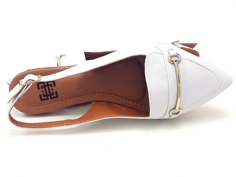 Sapatilhas Slingback Cs Branco Bridão Ouro