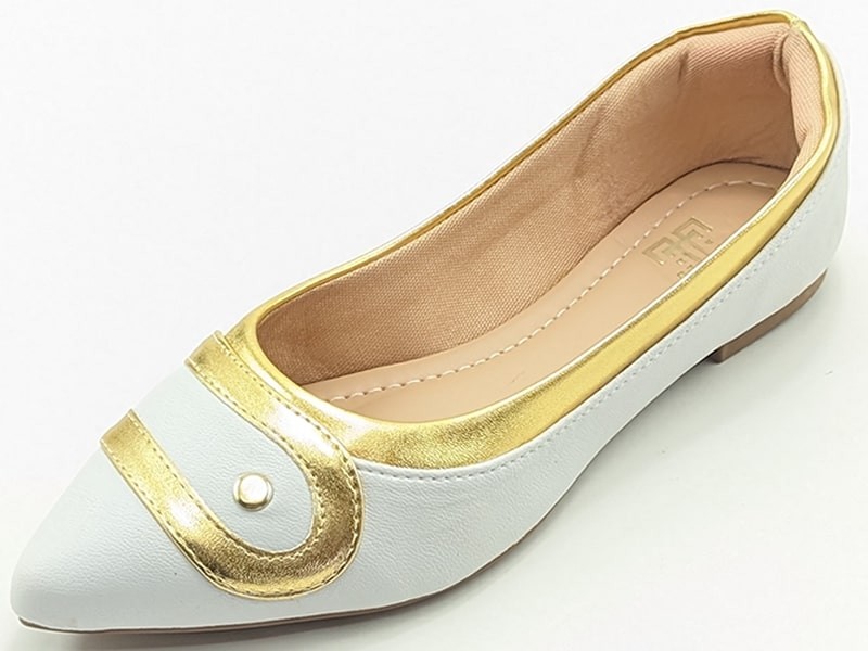 Sapatilhas Sapatilha Cs Branco Dourado Ouro Bico Fino
