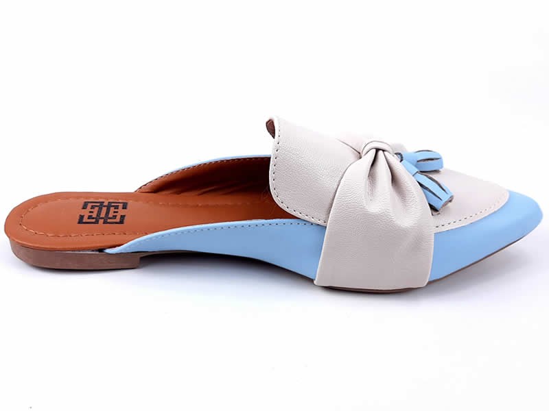 Sapatilhas Mule Feminino Cs Azul Celeste Cs OffWhite Bico Fino