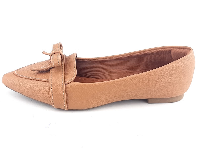 Sapatilhas Mocassim Napa Bege Laço