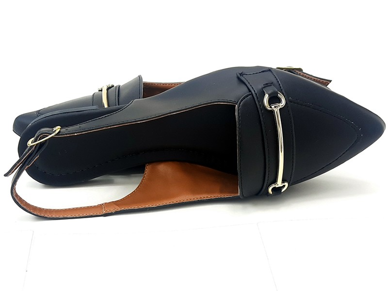 Sapatilhas Slingback Cs Preto Bridão Ouro