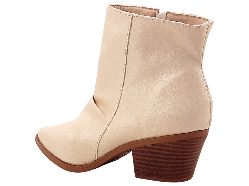 Botas Bota Slouchy Feminina Ceci Cs Creme Salto Country 5,5 cm