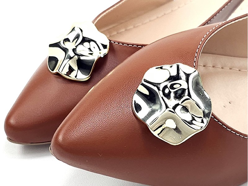 Sapatilhas Slingback Feminino Cs Caramelo Abs Ouro Flor