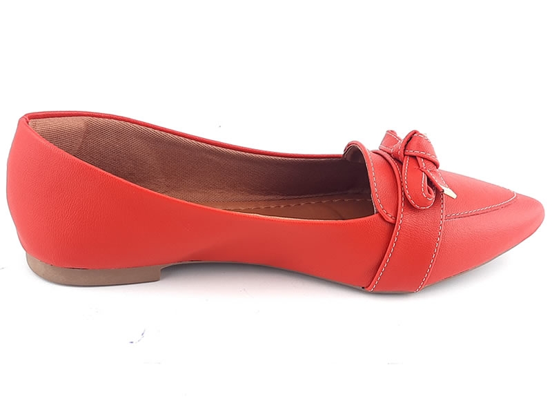 Sapatilhas Mocassim Napa Vermelha Laço