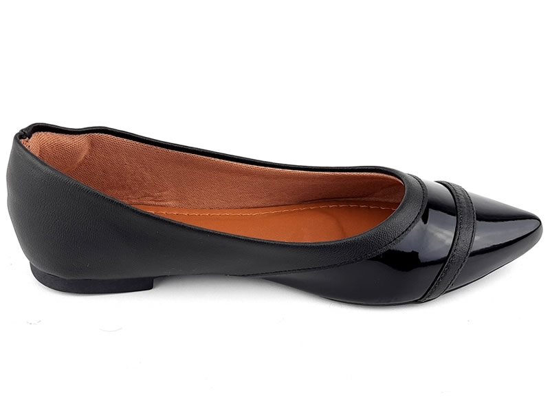 Sapatilhas Sapatilha Napa Preta Verniz Preto